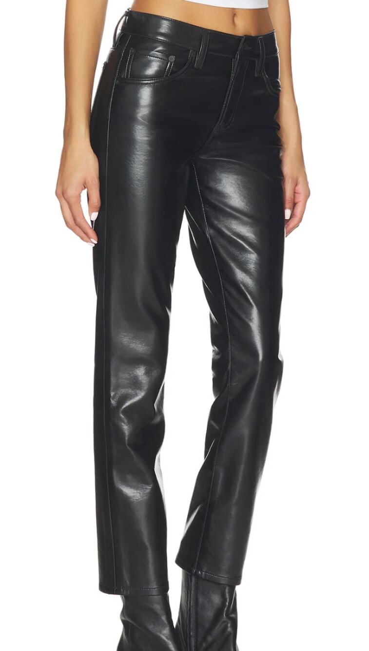 AGOLDE Cocktail Ankle Leather Blend Pants Cropped Straight Leg Sz 27 Black NWOT